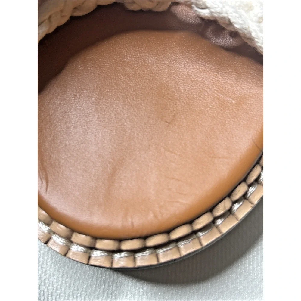 Chloé Crochet Platform Sandals Size 37 US 7 White Leather Ankle Strap Wedge - Picture 12 of 12